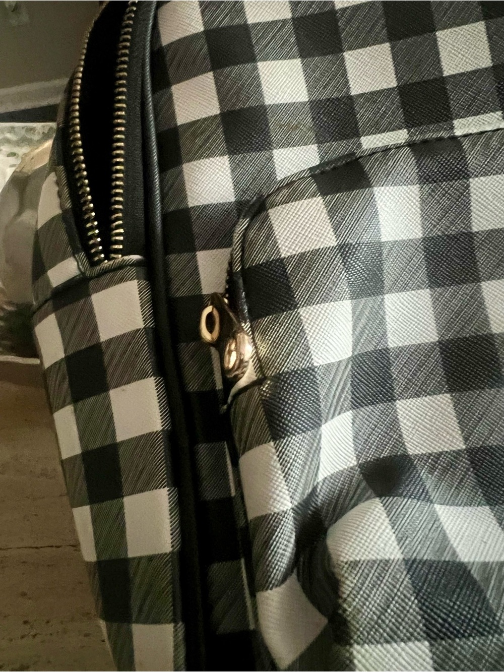 Black & White Check Mini Backpack - Picture 5 of 7